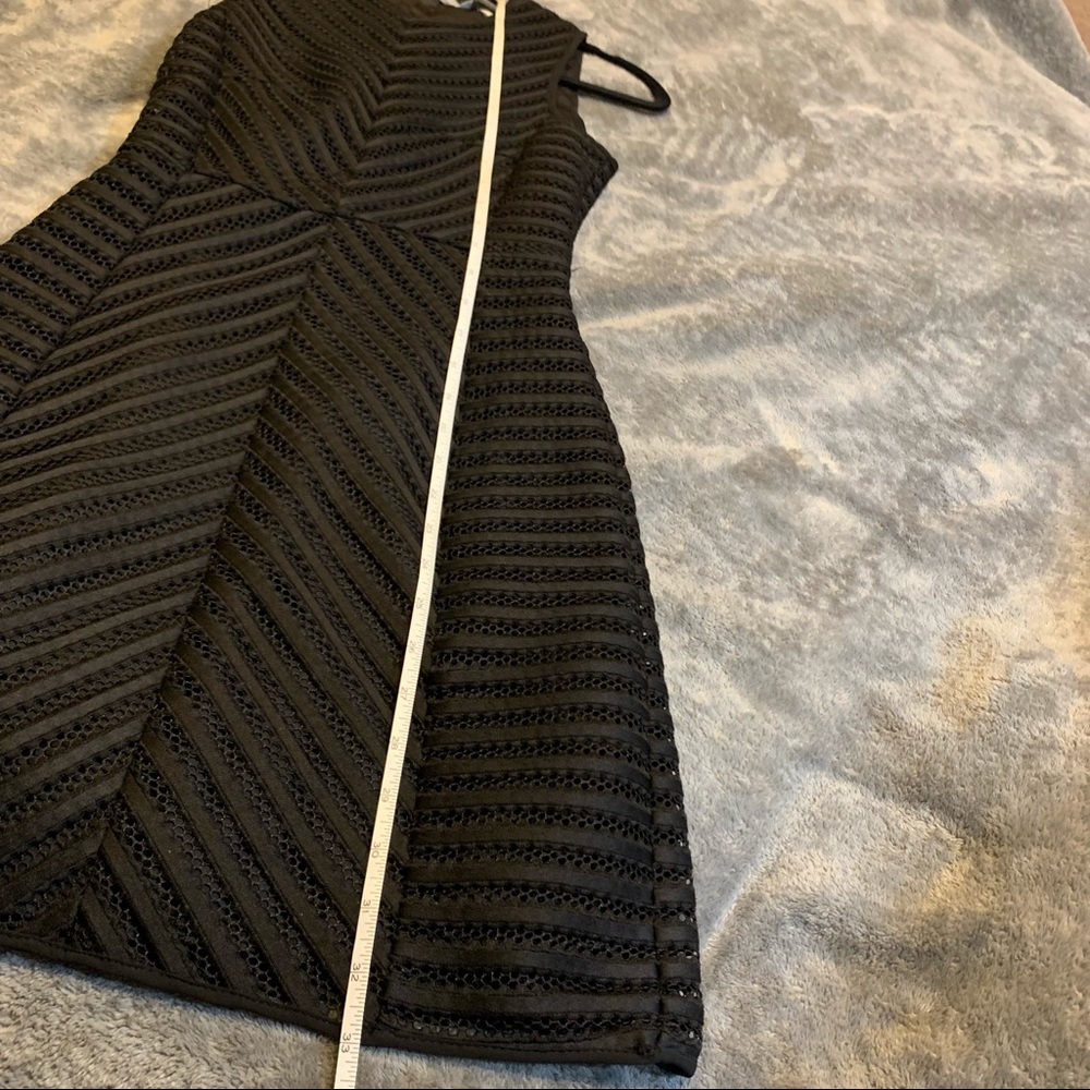 H&M Black Mesh Chevron Textured Dress XS Size 2 - Picture 13 of 15